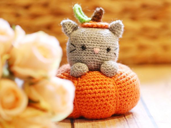 crochet Secret the Pumpkitten free pattern