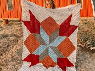 crochet C2C Barn Quilt Blanket free pattern