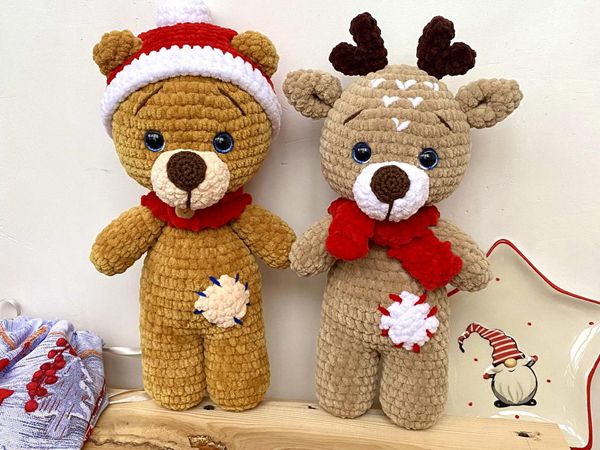 crochet Christmas BEAR and DEER easy pattern