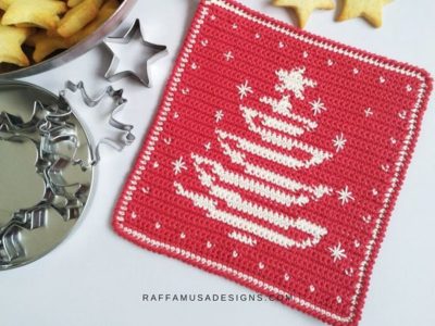 crochet Christmas Tree Potholder free pattern