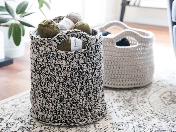 crochet Round Sturdy Basket free pattern