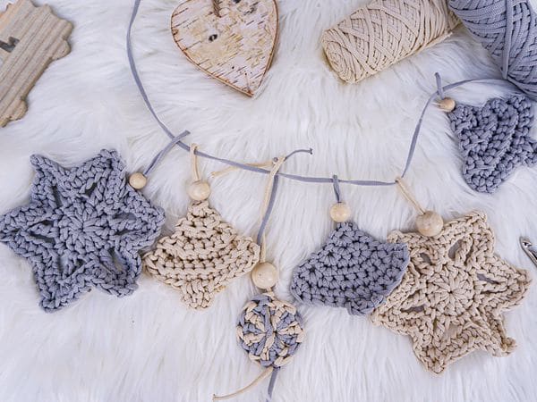 Crochet Cord Christmas ornaments free pattern