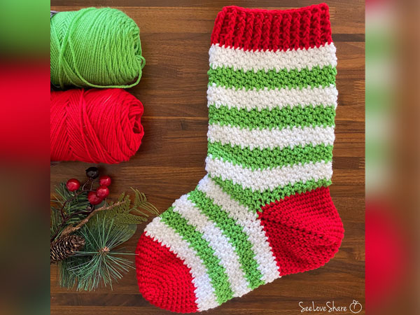 crochet Elf-ie Christmas Stocking free pattern