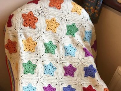 crochet Rainbow of Stars Blanket easy pattern