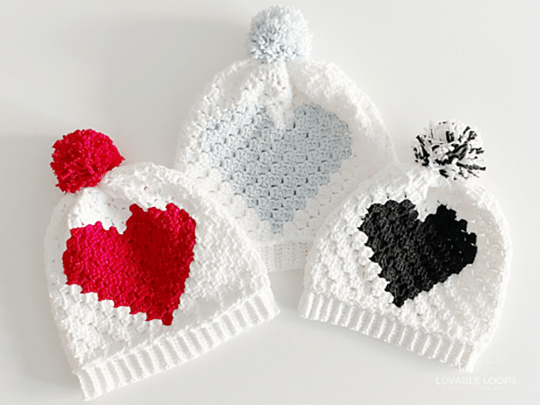 crochet C2C Heart Pillow free pattern