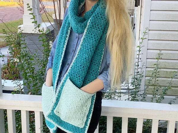 crochet Compound Pocket Scarf free pattern