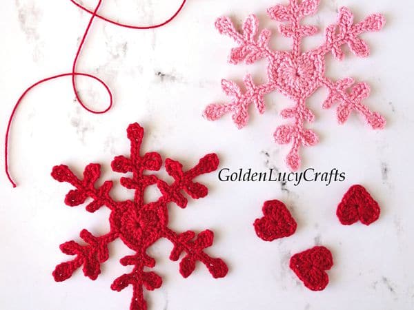 crochet Heart Snowflake free pattern
