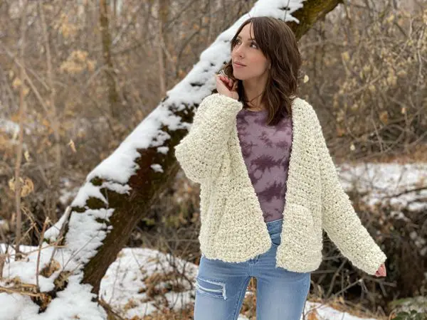 crochet The Snowcap Cardigan free pattern