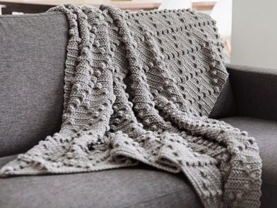 Rhombus Bobble Stitch Throw