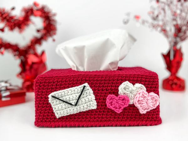 crochet Valentines Day Tissue Box Cover and Mailbox free pattern