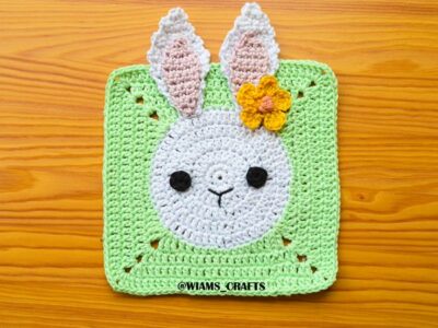 crochet Bunny Granny Square free pattern