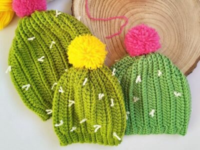 crochet Cactus Beanie free pattern