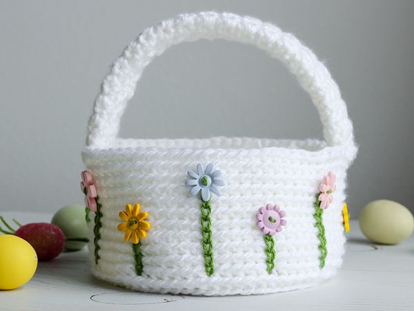 crochet Flower Easter Basket free pattern