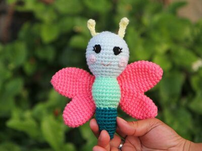 crochet Bella the Butterfly Rattle free pattern