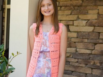 crochet Childrens Flowers Showers Vest easy pattern