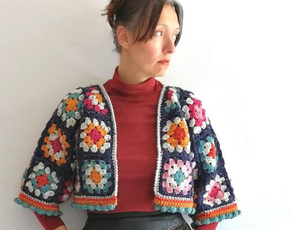 crochet Cropped Granny Jacket easy pattern