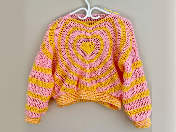 crochet Heart Sweater free pattern