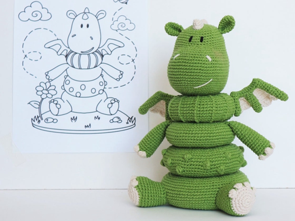crochet Stacking toy Dragon easy pattern