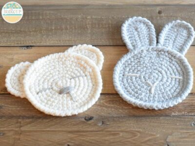 crochet The Sleepy Bunny and Bear Coasters free pattern