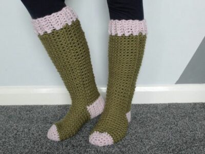 crochet CHUNKY SLIPPER SOCKS free pattern