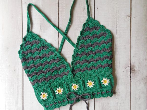 crochet Criss-Cross Floral Top easy pattern