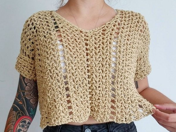 crochet Flowy Autumn Box Tee easy pattern