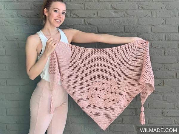 crochet BELLA ROSA SHAWL free pattern
