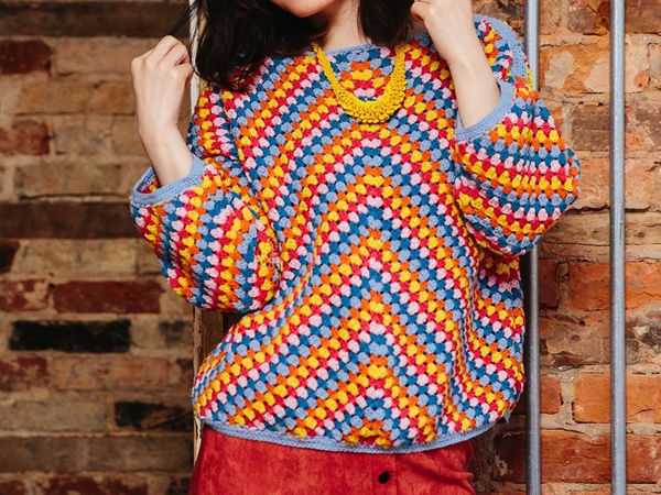 crochet Granny Stripe Rainbow Jumper easy pattern