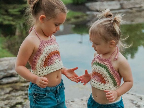 crochet Rainbow Kids Crop Top free pattern