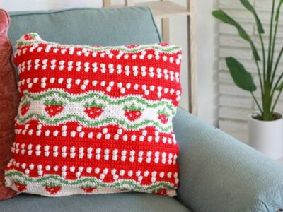 crochet Strawberry Fields Pillow free pattern