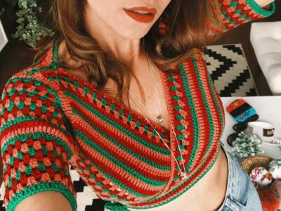 crochet Cropped Top Olive free pattern