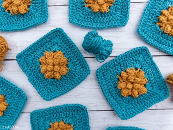 crochet Marigold Sky Granny Square free pattern