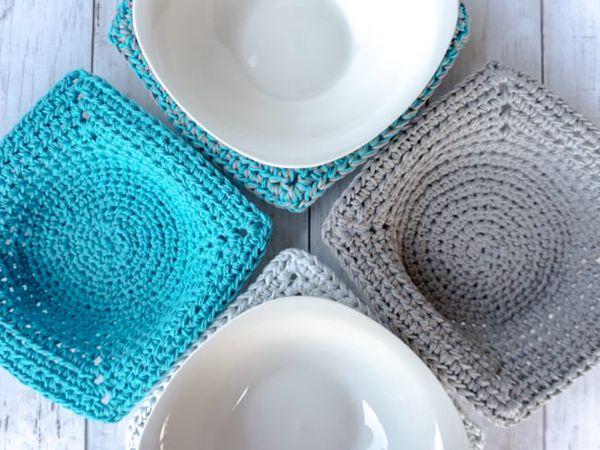 crochet Microwave Bowl Cozy free pattern