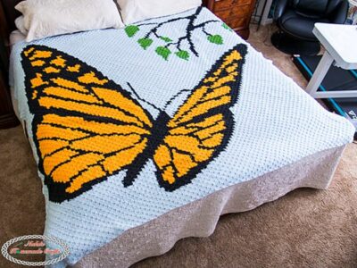 crochet Mini C2C Butterfly Blanket free pattern