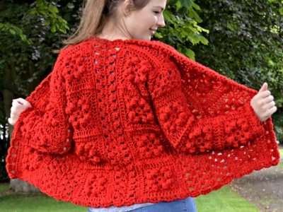 One Color Granny Square Cardigan