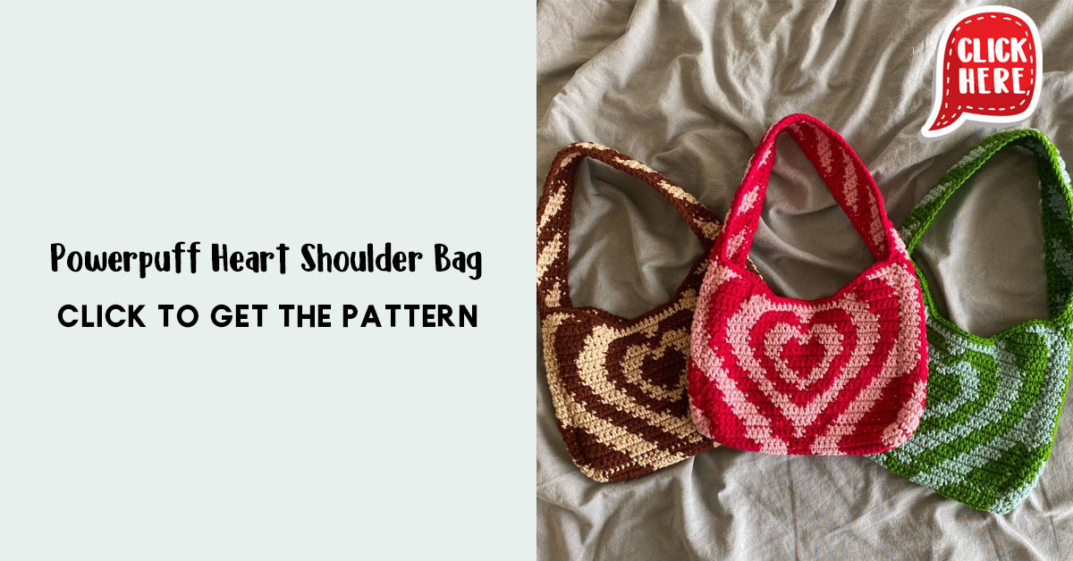 crochet powerpuff heart bag