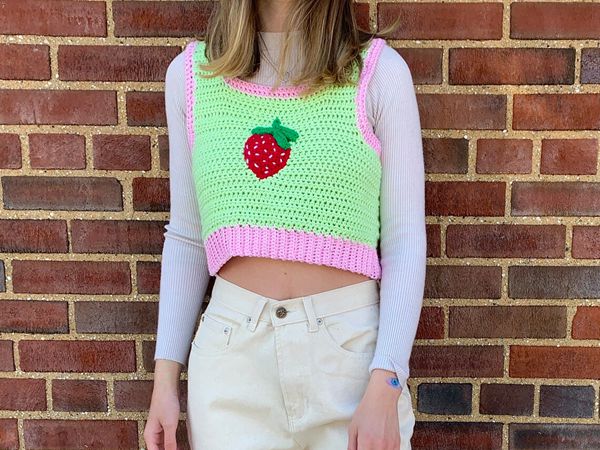 crochet Strawberry Vest free pattern