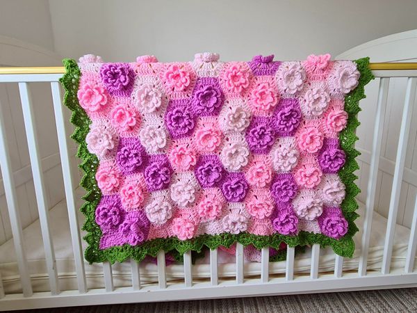 crochet Summer Garden Flower Baby Blanket free pattern