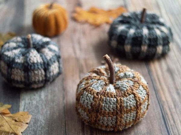 crochet Tartan Plaid Pumpkin easy pattern
