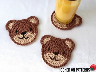 crochet Teddy Bear Coasters free pattern