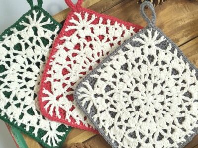crochet Falling Petals Potholder free pattern