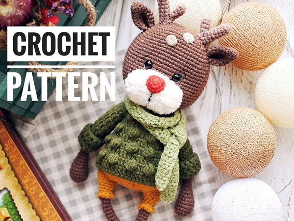 crochet Green Sweater Reindeer easy pattern