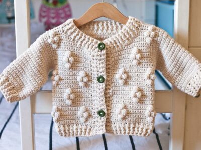 crochet Cotton Flower Cardigan easy pattern