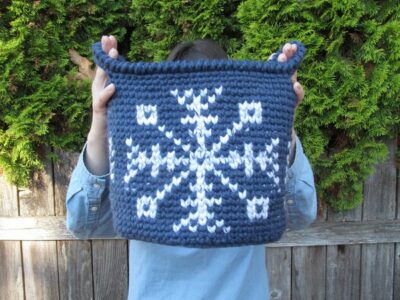 crochet Let It Snow Basket free pattern