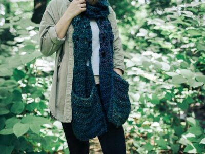crochet Super Scarf with Pockets free pattern