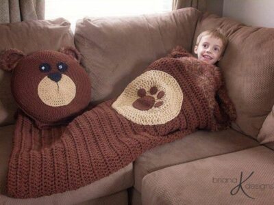 crochet Bear Sleeping Bag Blanket free pattern
