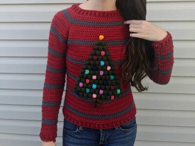 crochet Christmas Tree Sweater easy pattern