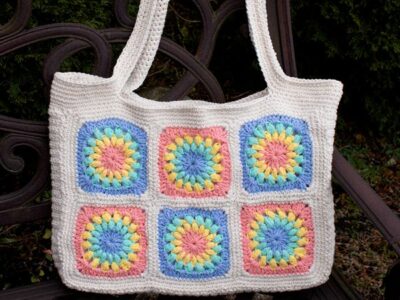 crochet Granny Square Tote free pattern