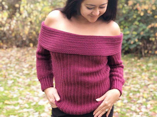 crochet HugMe Off Shoulder Sweater free pattern