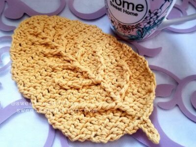 crochet Leaf Coaster free pattern